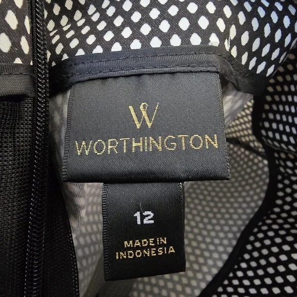 Worthington Size 12 Black & White Textured Dot Pattern Pencil Skirt Officecore - Picture 4 of 5